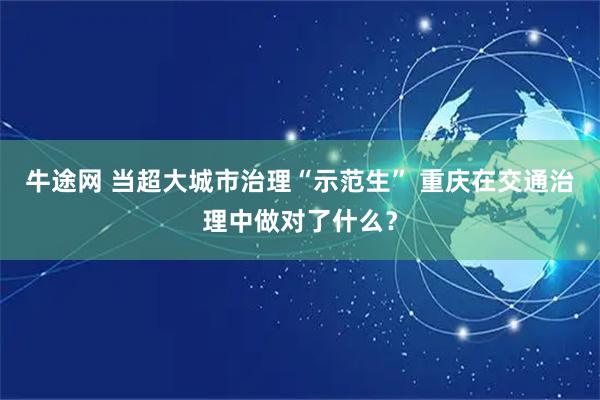 牛途网 当超大城市治理“示范生” 重庆在交通治理中做对了什么？